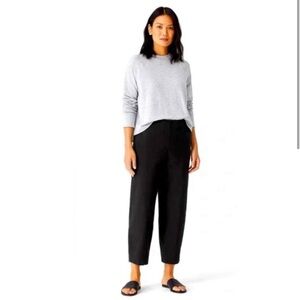 Eileen Fisher Organic Cotton Pull On Crop Black Pants Size PM (Petite Medium)